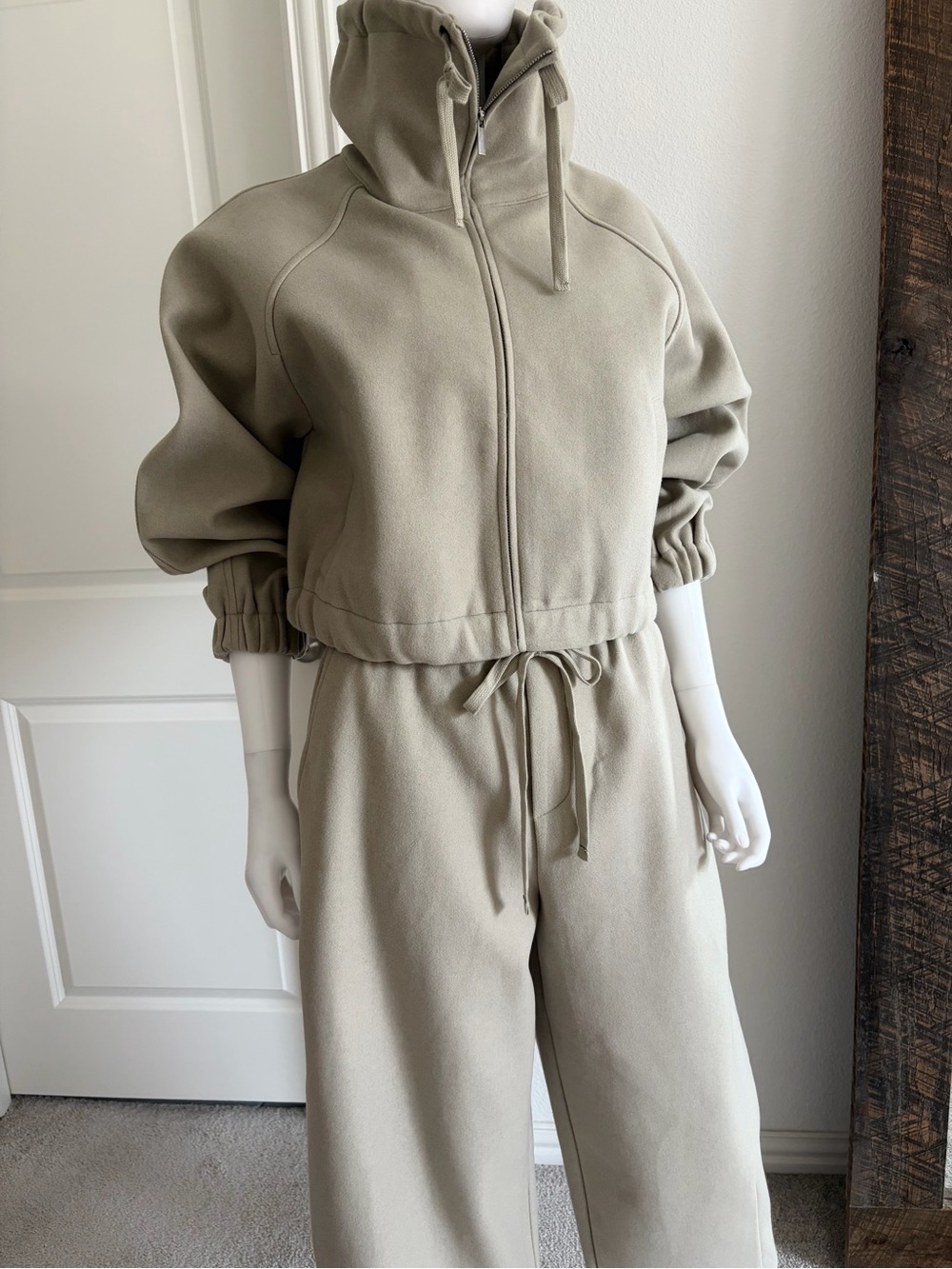 Zara Matching Set Oversized 2-Piece Bomber Jacket and Barrel Pants Gray Green - Picture 3 of 16